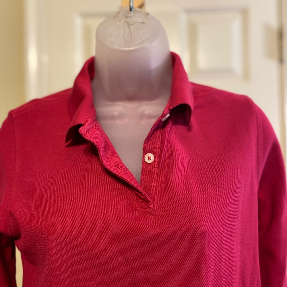 L.L. Bean - Woman’s fuchsia color long sleeve polo shirt, Size: S - Picture 3 of 5